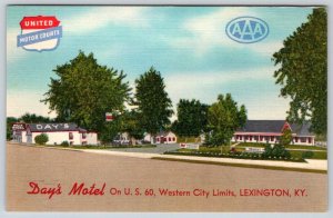 LEXINGTON KENTUCKY DAY'S MOTEL US 60 VINTAGE LINEN POSTCARD UNITED MOTOR COURTS