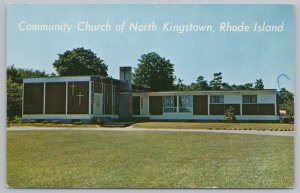 State View~North Kingstown Rhode Island~Community Church~Vintage Postcard