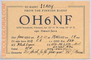 ad9042 - FINLAND - RADIO FREQUENCY CARD   -  1949