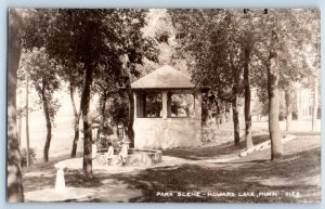 Howard Lake Minnesota MN Postcard RPPC Photo Park Scene Pavilion 1929 Vintage