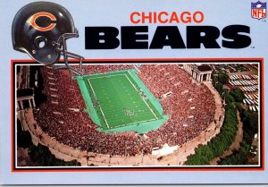 VINTAGE CONTINENTAL SIZE POSTCARD AERIAL OF CROWDED CHICAGO BEARS STADIUM