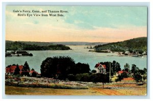 Gale's Ferry CT, And Thames River Bird's Eye View From West Side Postcard