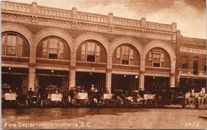 Victoria BC Fire Department Fire Hall Firemen Cormorant Street Postcard G81