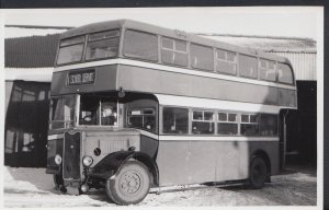 Postcard Size Transport Photograph - Vintage Bus Signed School Service  DP834