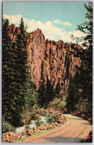 Vtg New Mexico NM Palisades in Cimarron Canyon Raton to Taos 1930s View Postcard