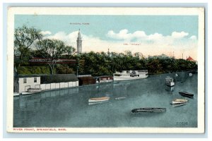 1919 River Front, Springfield Massachusetts MA Antique Posted Postcard