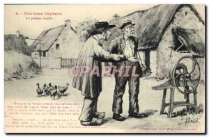 Old Postcard Our good peasants Pump inutilse Hens