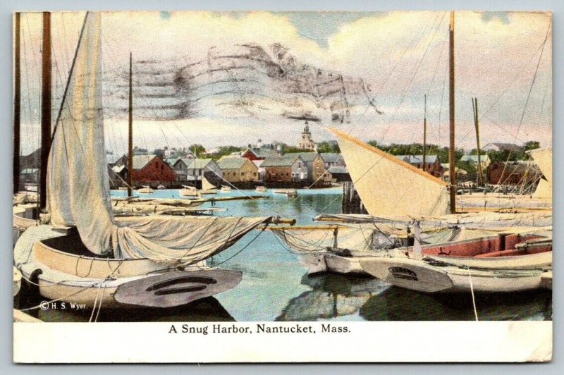 1921  Nantucket  Massachusetts   A Snug Harbor   Postcard