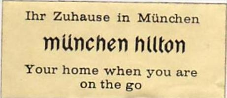 GERMANY MUENCHEN HILTON HOTEL VINTAGE LUGGAGE LABEL