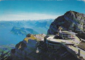 Switzerland Pilatus Kulm mit Schwebebahn und Blick Auf Vierwaldstaettersee 1970
