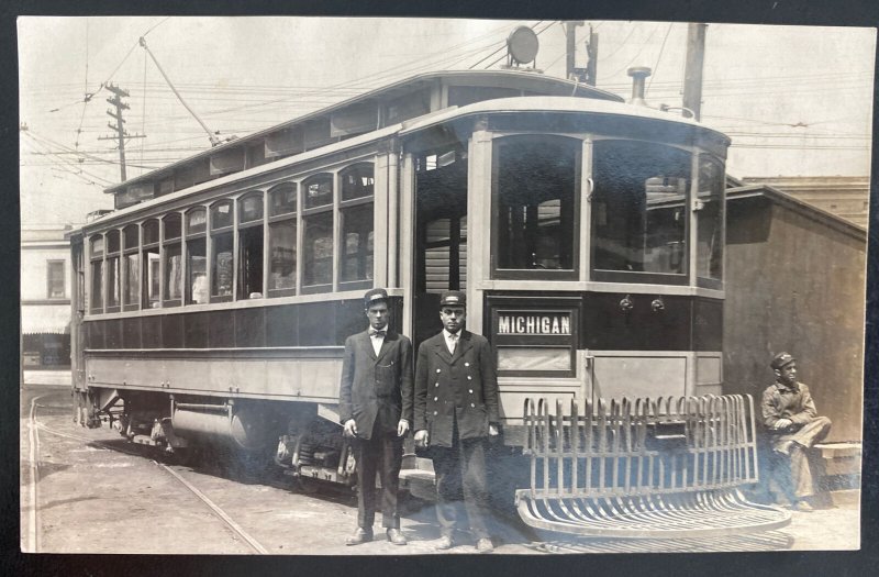 Mint USA Real Picture Postcard Michigan Tramway