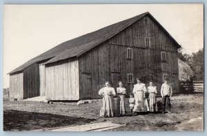 c1910's Man And Women Little Boy House Scene RPPC Photo Antique Postcard