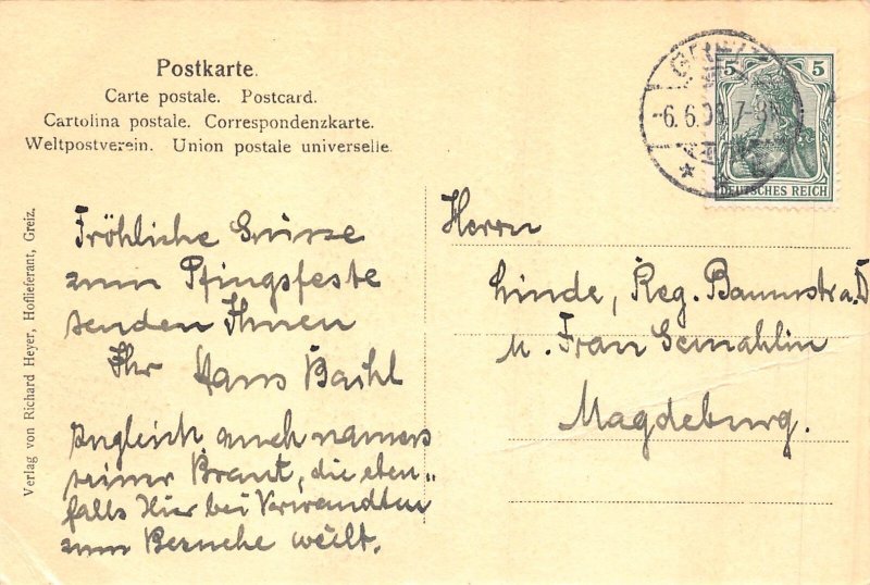 B264 Germany 1908 Greiz General view vintage postcard