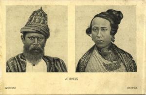 indonesia, SUMATRA, Native Atjeh Aceh Types (1930s) Batavia Museum Postcard