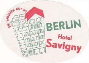 GERMANY BERLIN HOTEL SAVIGNY VINTAGE LUGGAGE LABEL