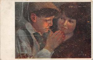 B16172 Illustration Die erste Zigarette  signed M Schein