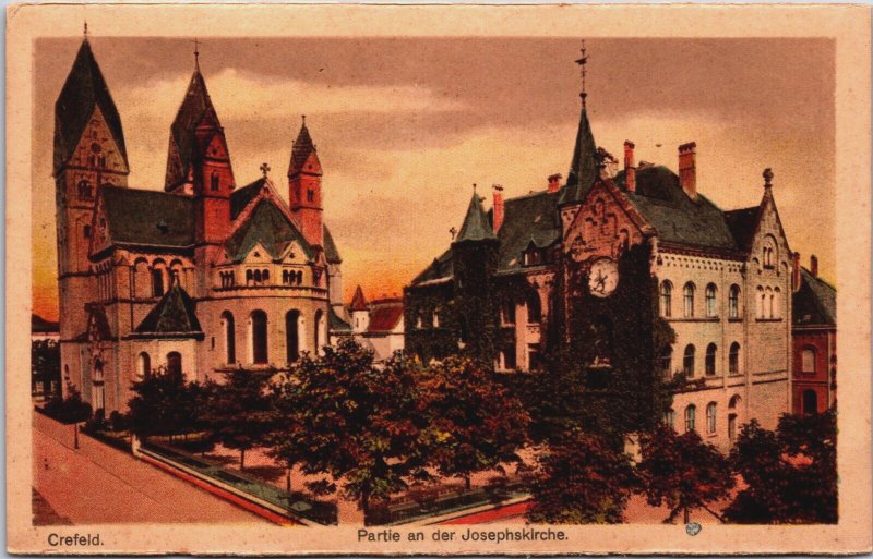 Germany Krefeld Partie an der Josephkirche Vintage Postcard C154