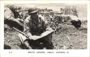 WWII US Major General Lemuel Shepherd Jr Okinawa Japan Real Photo Postcard