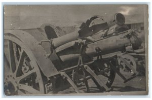 RPPC Photo Postcard View of Exploded Cannon WW1 c1950's Unposted Vintage