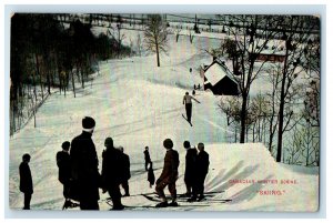 1912 Canadian Winter Scene Skiing Montreal Quebec Canada Postcard