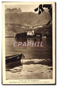 Old Postcard Lake Annecy Chateau de Duingt and Dents Lanfon