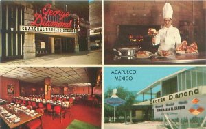 George Diamond Charcoal Broiled Steak Acapulco Mexico 4 Views Postcard