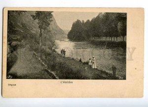 247274 BELGIUM L'Ambleve river FISHING Vintage postcard