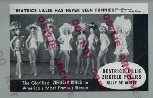 New York NY RPPC c1950s ADVERTISING Winter Garden ZIEFIELD FOLLIES Girls LILLIE