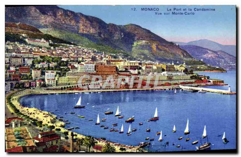 Postcard Old Port Monaco and Condamine views of Monte Carlo
