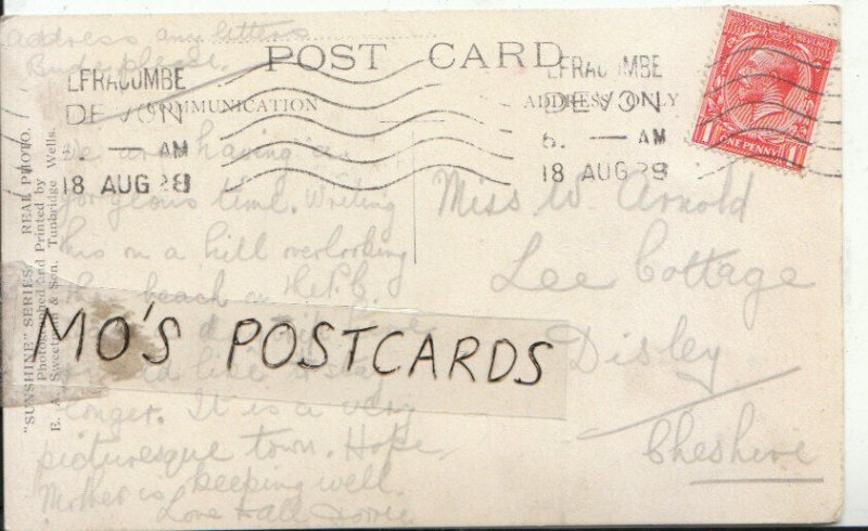 Genealogy Postcard - Arnold - Lee Cottage - Disley - Cheshire - Ref 8131A