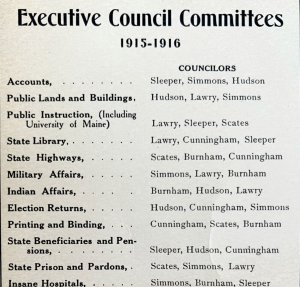 Maine Executive Council Committees 1915-1916 Antique Political Ephemera DWEE3