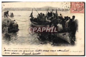 Postcard Old Ship Canoes chore of going to food