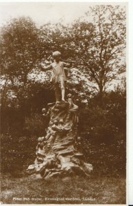 London Postcard - Peter Pan Statue - Kensington Gardens - Real Photo - Ref 8040A