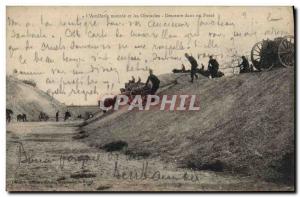 Old Postcard Militaria L & # 39artillerie montee and obstacles descent into a...