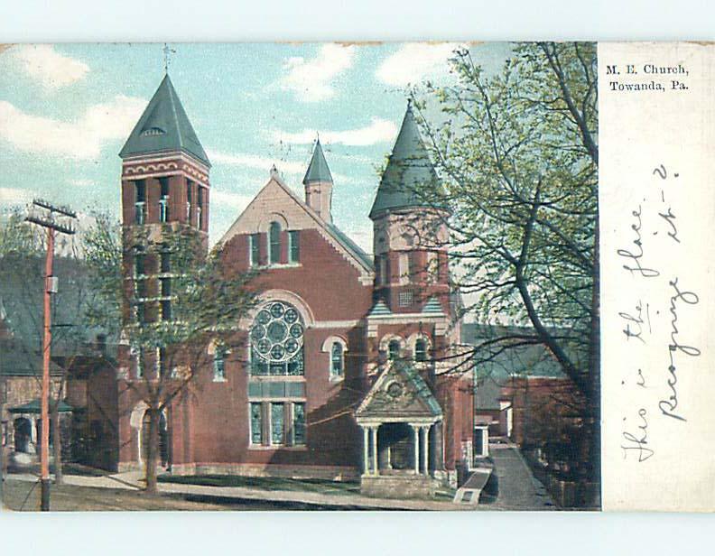 Divided-Back CHURCH SCENE Towanda Pennsylvania PA L6224