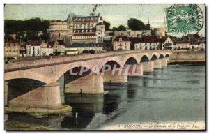 Old Postcard Amboise Castle and Bridge