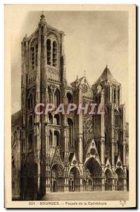 Old Postcard Bourges Facade of the cathedral