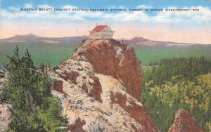 WA, Washington  SLEEPING BEAUTY LOOKOUT STATION Columbia Forest c1940's Postcard