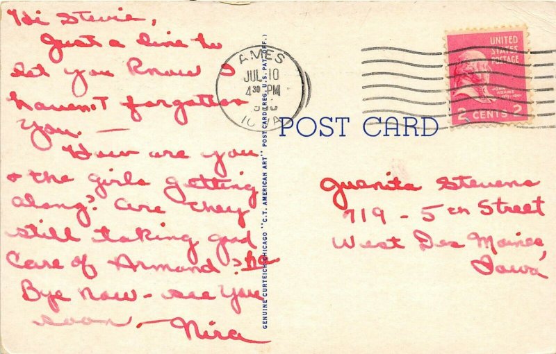 Ames Iowa 1950 Postcard The Campanile Iowa State College