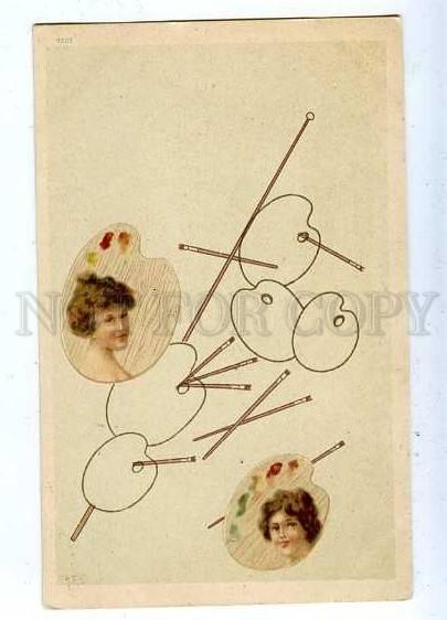 185487 ART NOUVEAU Portrait of Ladies on Palette Vintage PC