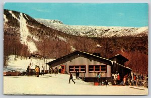 Stowe Vermont~Mt Mansfield Ski Area~State Shelter~People~Cars~1966 Postcard