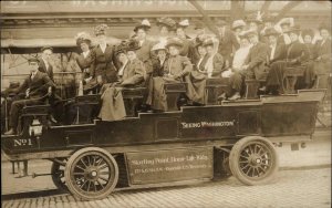 Washington DC Tourist Sightseeing Bus & Driver c1910 Real Photo Postcard