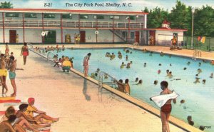 Shelby NC-North Carolina, City Park Pool Swimming Vintage Old Postcard c1930