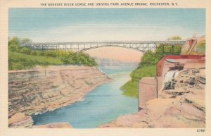 Driving Park Avenue Bridge, Rochester, New York and Genesee River Gorge - Linen