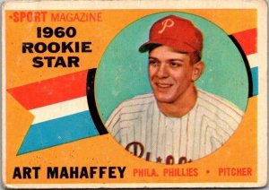 1960 Topps Baseball Card Art Mahaffey Philadelphia Phillies sk10507