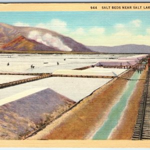 c1930s Salt Lake City, UT Salt Mine Beds Railway Train Linen PC Freight Car A289