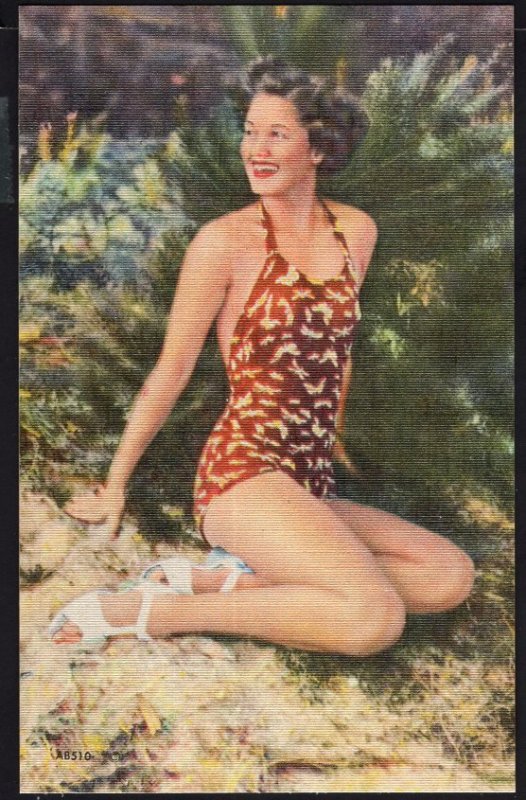 Beautiful Young Lady in Bathing Suit ~ LINEN