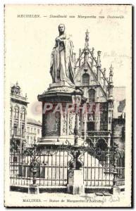 Old Postcard Van Mechelen Standbeeld Margaretha Van Oostenrijk