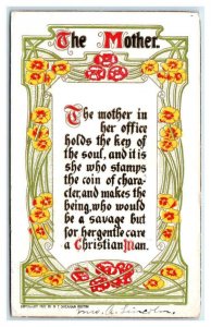 Arts & Crafts THE MOTHER makes a Christian Man 1915 Sheahan 1907 Postcard