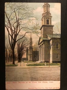 Vintage Postcard 1907 Three Churches, New Haven, Connecticut (CT)